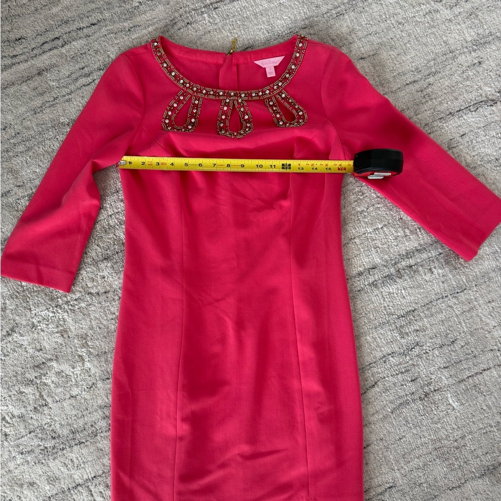 Lilly Pulitzer Bronte Sheath Dress Embellished Bateau Watermelon Pink sz 6